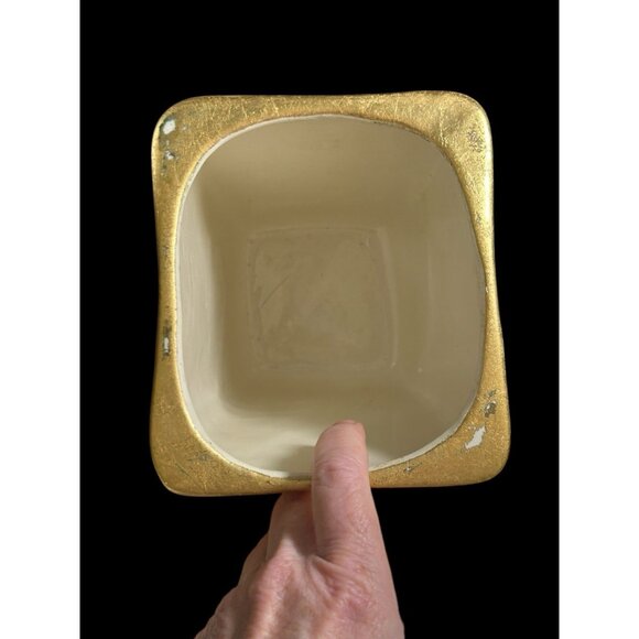 Luxe Gold Leaf Antiqued Bathroom Vanity Decor Lidded Canister Set Neiman Marcus - Picture 4 of 16